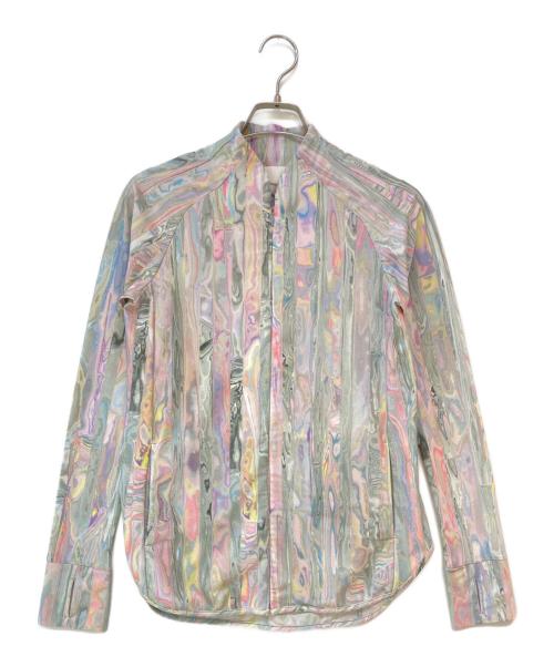 Mame Kurogouchi（マメクロゴウチ）Mame Kurogouchi (マメクロゴウチ) Marble Print Long Sleeve Zip Rashguard グリーン×ピンク サイズ:2の古着・服飾アイテム