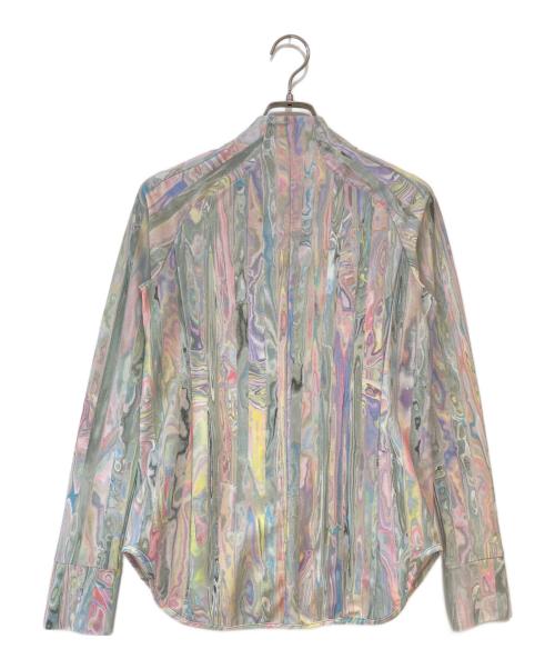 Mame Kurogouchi（マメクロゴウチ）Mame Kurogouchi (マメクロゴウチ) Marble Print Long Sleeve Zip Rashguard グリーン×ピンク サイズ:2の古着・服飾アイテム