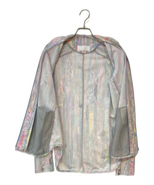 Mame Kurogouchi（マメクロゴウチ）Mame Kurogouchi (マメクロゴウチ) Marble Print Long Sleeve Zip Rashguard グリーン×ピンク サイズ:2の古着・服飾アイテム