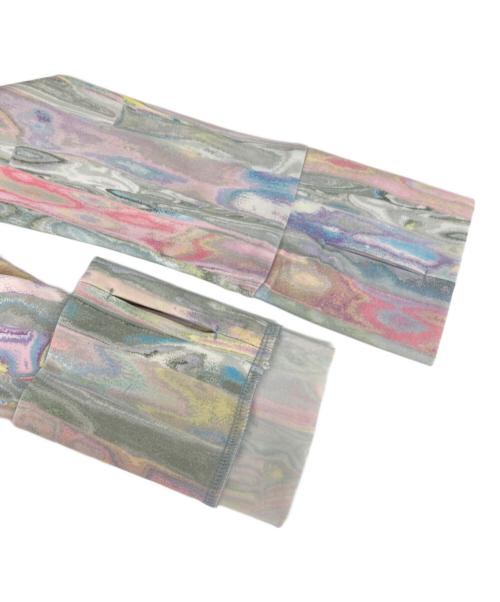 Mame Kurogouchi（マメクロゴウチ）Mame Kurogouchi (マメクロゴウチ) Marble Print Long Sleeve Zip Rashguard グリーン×ピンク サイズ:2の古着・服飾アイテム