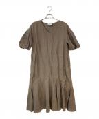 1er Arrondissementプルミエ アロンディスモン）の古着「プルミエアロンディスモン ボリュームスリーブ リネン ドレスワンピース」｜ベージュ