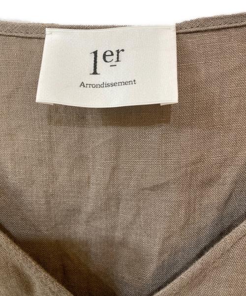 1er Arrondissement（プルミエ アロンディスモン）1er Arrondissement (プルミエ アロンディスモン) プルミエアロンディスモン ボリュームスリーブ リネン ドレスワンピース ベージュ サイズ:36の古着・服飾アイテム