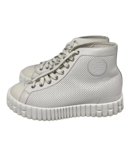 HERMES（エルメス）HERMES (エルメス) クライム パンチングレザー ハイカットスニーカー ホワイト サイズ:37 1/2の古着・服飾アイテム