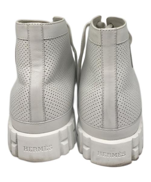 HERMES（エルメス）HERMES (エルメス) クライム パンチングレザー ハイカットスニーカー ホワイト サイズ:37 1/2の古着・服飾アイテム