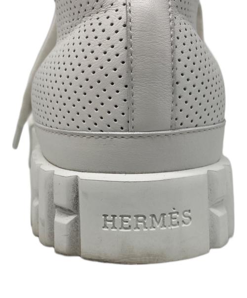 HERMES（エルメス）HERMES (エルメス) クライム パンチングレザー ハイカットスニーカー ホワイト サイズ:37 1/2の古着・服飾アイテム
