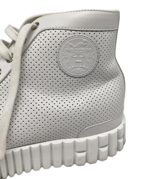 HERMES（エルメス）HERMES (エルメス) クライム パンチングレザー ハイカットスニーカー ホワイト サイズ:37 1/2の古着・服飾アイテム