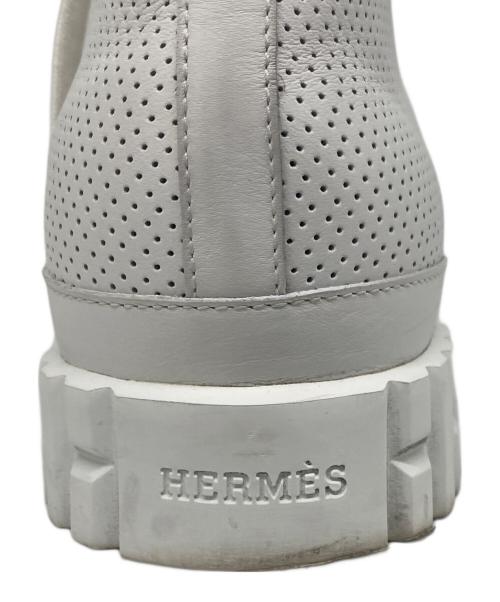 HERMES（エルメス）HERMES (エルメス) クライム パンチングレザー ハイカットスニーカー ホワイト サイズ:37 1/2の古着・服飾アイテム