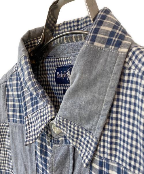 POLO RALPH LAUREN（ポロ・ラルフローレン）POLO RALPH LAUREN (ポロ・ラルフローレン) パッチワーク半袖シャツ ネイビー サイズ:XLの古着・服飾アイテム