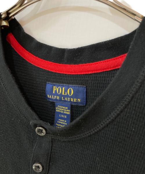 POLO RALPH LAUREN（ポロ・ラルフローレン）POLO RALPH LAUREN (ポロ・ラルフローレン) ヘンリーネックサーマルカットソー ブラック サイズ:Ｌの古着・服飾アイテム