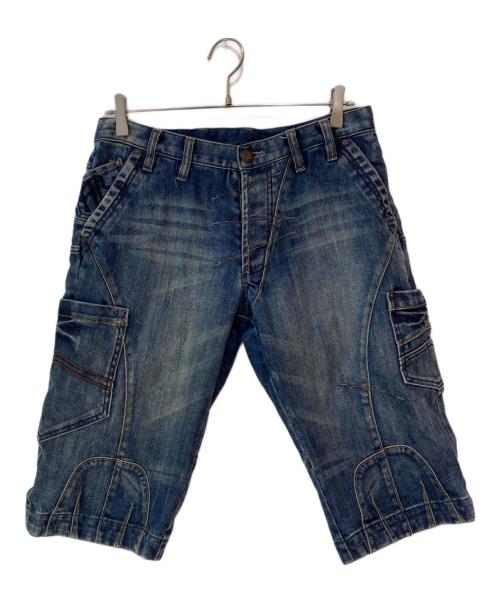 ARMANI EXCHANGE（アルマーニ エクスチェンジ）ARMANI EXCHANGE (アルマーニ エクスチェンジ) ユーズド加工デニム7分丈パンツ ブルー サイズ:W 29の古着・服飾アイテム