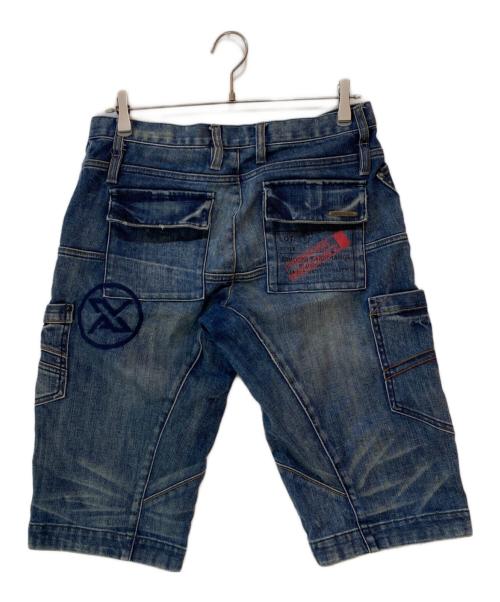 ARMANI EXCHANGE（アルマーニ エクスチェンジ）ARMANI EXCHANGE (アルマーニ エクスチェンジ) ユーズド加工デニム7分丈パンツ ブルー サイズ:W 29の古着・服飾アイテム