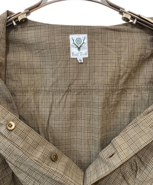 South2 West8（サウスツー ウエストエイト）South2 West8 (サウスツー ウエストエイト) スタンドカラーチェックシャツ ブラウン サイズ:Mの古着・服飾アイテム