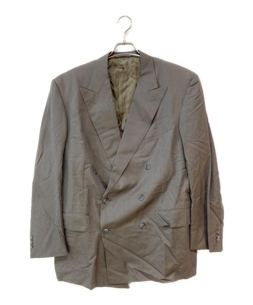 ERMENEGILDO ZEGNA（エルメネジルド・ゼニア）ERMENEGILDO ZEGNA (エルメネジルド・ゼニア) SUPER 100'S ストライプ ダブルブレステッド セットアップスーツ グレー サイズ:52の古着・服飾アイテム