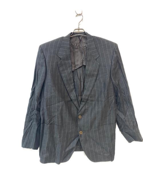 ERMENEGILDO ZEGNA（エルメネジルド・ゼニア）ERMENEGILDO ZEGNA (エルメネジルド・ゼニア) リネン ストライプ テーラードジャケット グレー サイズ:52の古着・服飾アイテム