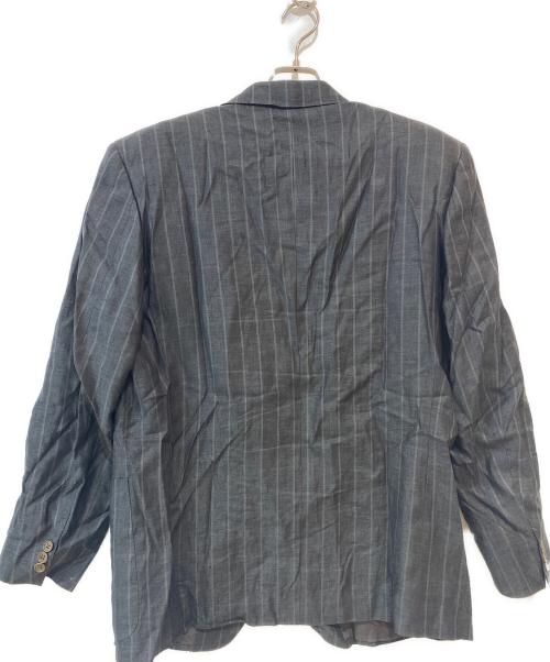 ERMENEGILDO ZEGNA（エルメネジルド・ゼニア）ERMENEGILDO ZEGNA (エルメネジルド・ゼニア) リネン ストライプ テーラードジャケット グレー サイズ:52の古着・服飾アイテム