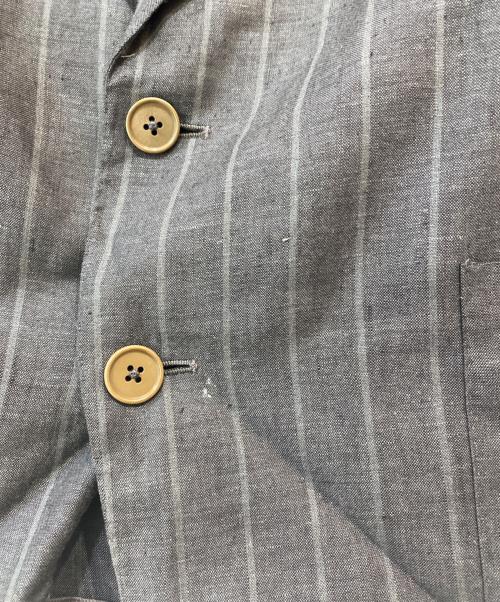 ERMENEGILDO ZEGNA（エルメネジルド・ゼニア）ERMENEGILDO ZEGNA (エルメネジルド・ゼニア) リネン ストライプ テーラードジャケット グレー サイズ:52の古着・服飾アイテム