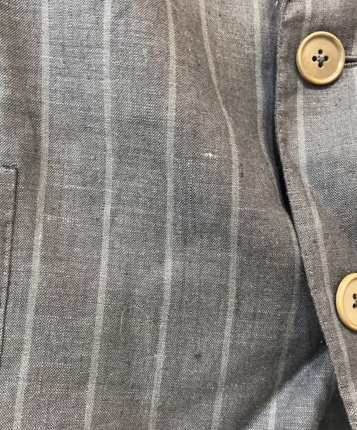 ERMENEGILDO ZEGNA（エルメネジルド・ゼニア）ERMENEGILDO ZEGNA (エルメネジルド・ゼニア) リネン ストライプ テーラードジャケット グレー サイズ:52の古着・服飾アイテム