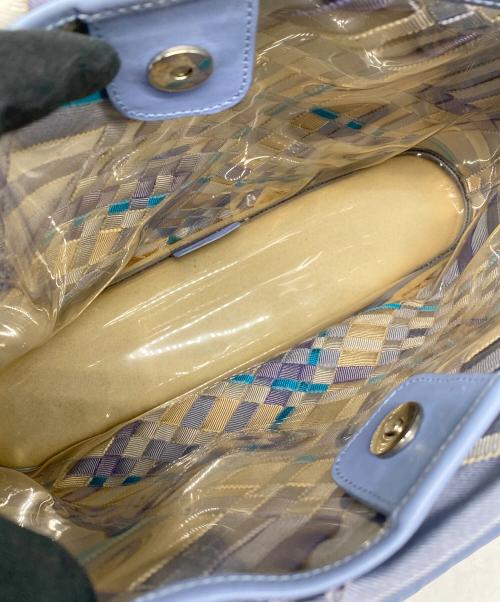 Salvatore Ferragamo（サルヴァトーレ フェラガモ）Salvatore Ferragamo (サルヴァトーレ フェラガモ) Woven Grosgrain Ribbon Tote バッグ ブルー×パープル サイズ:なしの古着・服飾アイテム