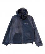 stussyステューシー）の古着「BEACH SHELL WAVE DYE シェルジャケット」｜ネイビー