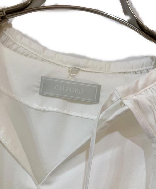 CELFORD（セルフォード）CELFORD (セルフォード) プリーツカラーワンピース ホワイト サイズ:38の古着・服飾アイテム