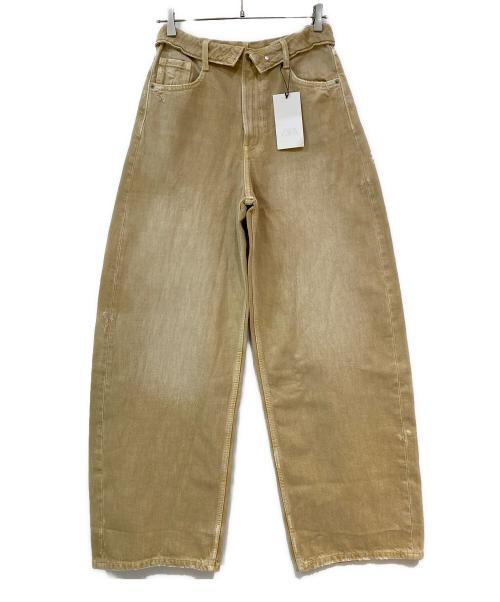 ZARA（ザラ）ZARA (ザラ) TRF ミッドライズ折り返しウエストデニムパンツ ベージュ サイズ:34 未使用品の古着・服飾アイテム