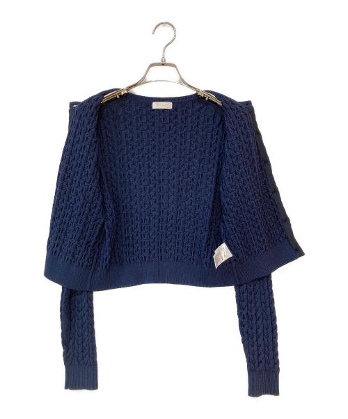 BALLSEY（ボールジィ）BALLSEY (ボールジィ) レーヨンリリー ショートカーディガン ネイビー サイズ:Sの古着・服飾アイテム