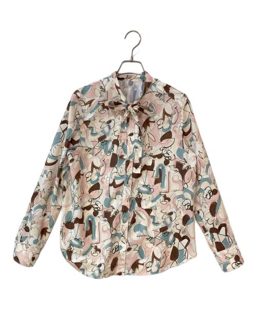 TOMORROW LAND collection（トゥモローランドコレクション）TOMORROW LAND collection (トゥモローランドコレクション) メロウフラワープリント ボウタイブラウス ピンク サイズ:36の古着・服飾アイテム
