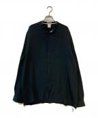 GIANNI VERSACEジャンニ・ヴェルサーチ）の古着「シルク混ノーカラーシャツ」｜ブラック