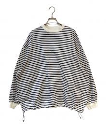 is-ness（イズネス）の古着「BALLOON STRIPES LONG SLEEVE T SHIRT」｜ホワイト