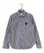 PLAY COMME des GARCONSプレイコムデギャルソン）の古着「Stripe Shirt With Black Emblem Pattern A」｜ブルー×ホワイト