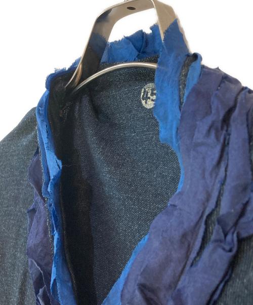 45R（フォーティファイブ・アール）45R (フォーティファイブ・アール) インディゴ染めフリルカーディガン ネイビーの古着・服飾アイテム