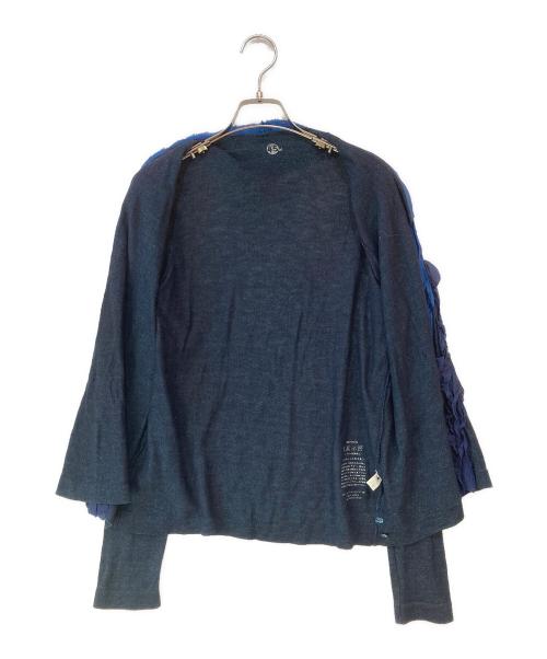 45R（フォーティファイブ・アール）45R (フォーティファイブ・アール) インディゴ染めフリルカーディガン ネイビーの古着・服飾アイテム