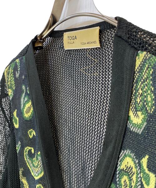 TOGA PULLA（トーガ プルラ）TOGA PULLA (トーガ プルラ) ペイズリー柄メッシュカーディガン ブラック サイズ:1の古着・服飾アイテム