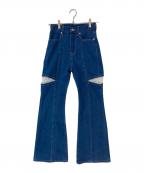 MERCURY DUOマーキュリーデュオ）の古着「レーストリミングカットアウトデニムパンツ」｜ブルー