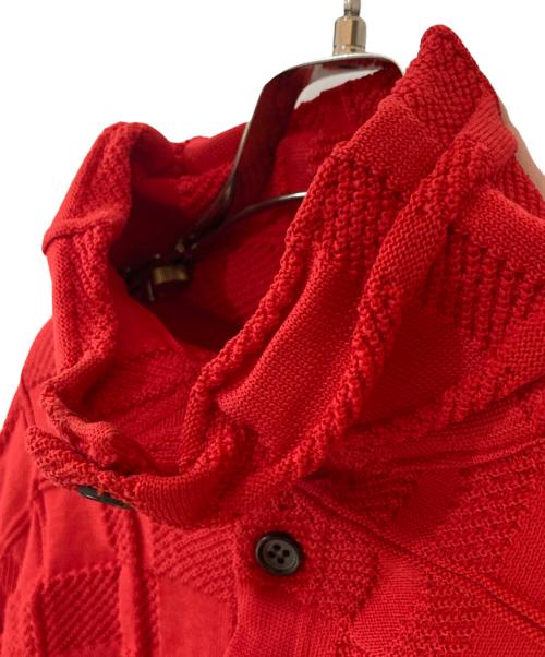Y's（ワイズ）Y's (ワイズ) check knit cropped cardigan レッド サイズ:2の古着・服飾アイテム