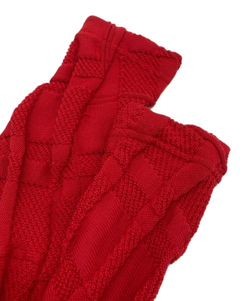 Y's（ワイズ）Y's (ワイズ) check knit cropped cardigan レッド サイズ:2の古着・服飾アイテム