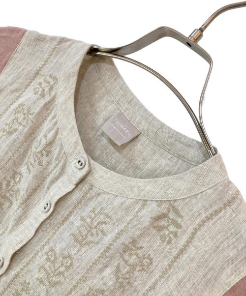 TSUHARU by samansa Mos2（ツハル バイ サマンサモスモス）TSUHARU by samansa Mos2 (ツハル バイ サマンサモスモス) 配色リネンワンピース ベージュ サイズ:Fの古着・服飾アイテム