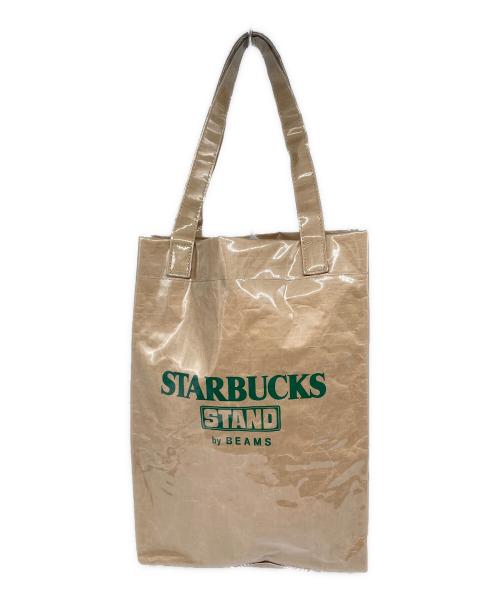 STARBUCKS STAND by BEAMS（スターバックス スタンド バイ ビームス）STARBUCKS STAND by BEAMS (スターバックス スタンド バイ ビームス) LOGO PVC ショッパートート ベージュの古着・服飾アイテム