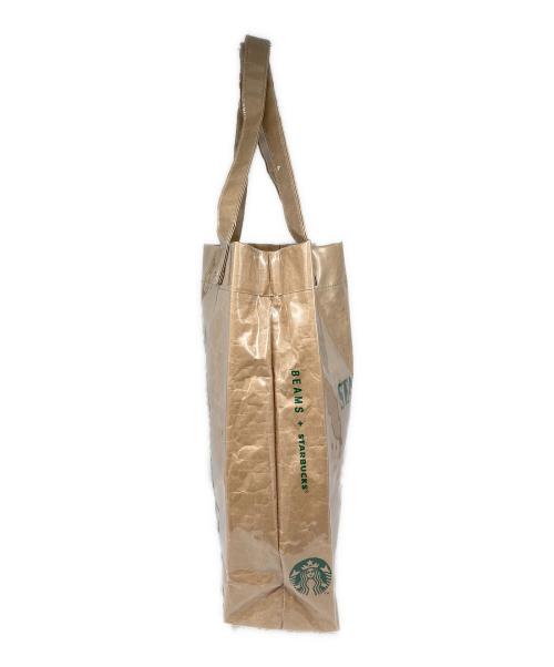 STARBUCKS STAND by BEAMS（スターバックス スタンド バイ ビームス）STARBUCKS STAND by BEAMS (スターバックス スタンド バイ ビームス) LOGO PVC ショッパートート ベージュの古着・服飾アイテム