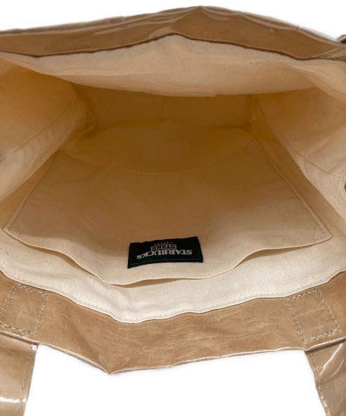 STARBUCKS STAND by BEAMS（スターバックス スタンド バイ ビームス）STARBUCKS STAND by BEAMS (スターバックス スタンド バイ ビームス) LOGO PVC ショッパートート ベージュの古着・服飾アイテム