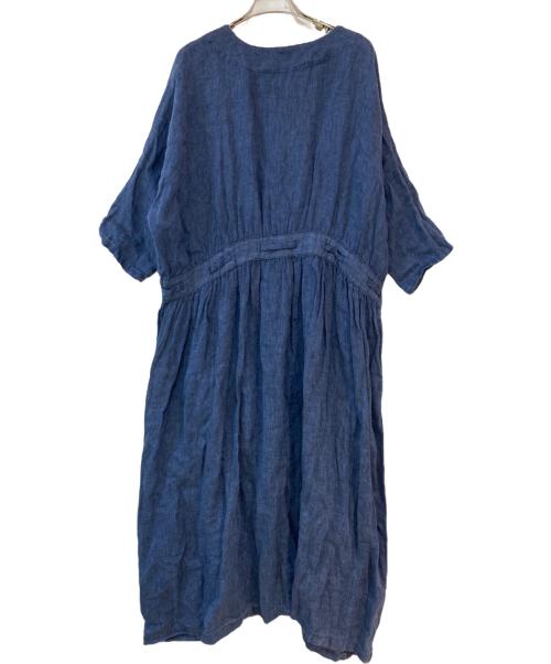08MAB（ゼロハチマブ）08MAB (ゼロハチマブ) リネンシャンブレーウエストひもワンピース ネイビー サイズ:Ｆreeの古着・服飾アイテム