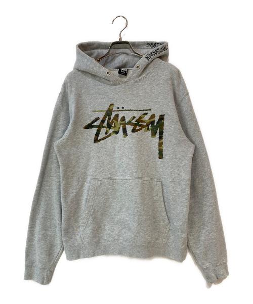 stussy（ステューシー）stussy (ステューシー) camo stock rim hoodie グレー サイズ:Mの古着・服飾アイテム