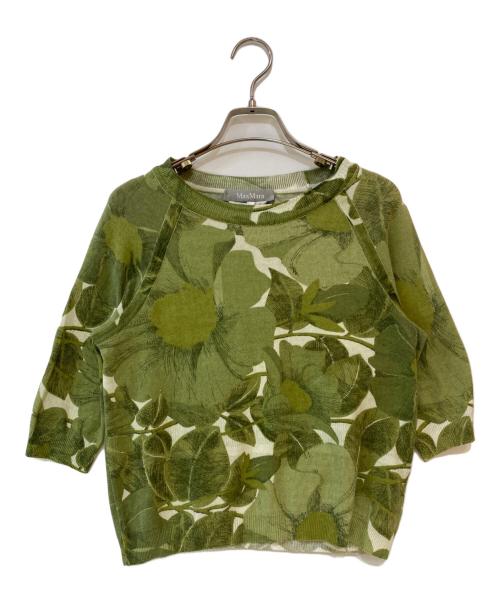 MaxMara（マックスマーラ）MaxMara (マックスマーラ) ボタニカル7分袖カットソー グリーン サイズ:Mの古着・服飾アイテム