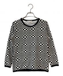 CELINE（セリーヌ）の古着「オールド幾何学カットソー」｜ホワイト×ブラック