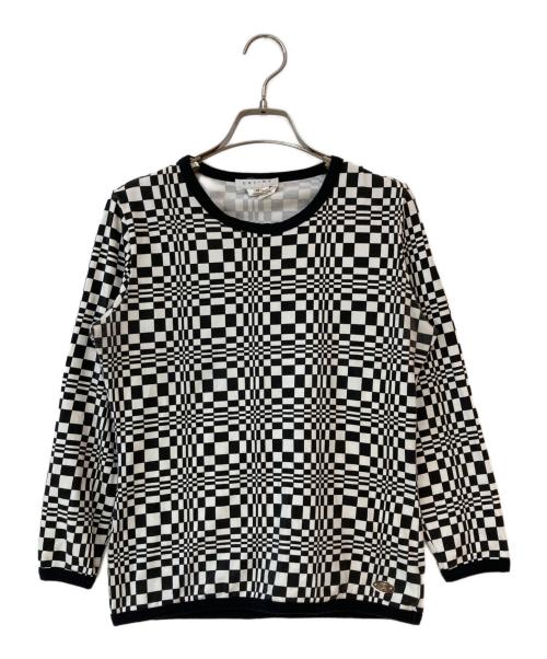 CELINE（セリーヌ）CELINE (セリーヌ) オールド幾何学カットソー ホワイト×ブラック サイズ:Mの古着・服飾アイテム