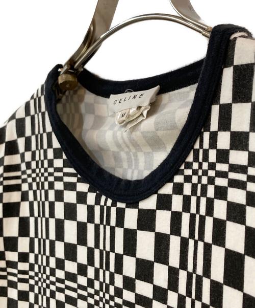 CELINE（セリーヌ）CELINE (セリーヌ) オールド幾何学カットソー ホワイト×ブラック サイズ:Mの古着・服飾アイテム