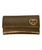 GUCCIグッチ）の古着「ラブリーハート グッチシマ ラウンドジップウォレット」｜ベージュ