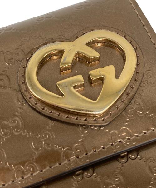 GUCCI（グッチ）GUCCI (グッチ) ラブリーハート グッチシマ ラウンドジップウォレット ベージュ サイズ:　の古着・服飾アイテム