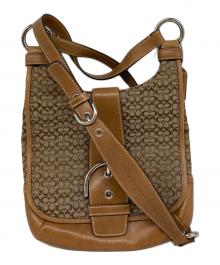COACH（コーチ）の古着「シグネチャーショルダーバッグ」｜ベージュ