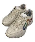 GUCCIグッチ）の古着「ライトングリッター ロゴ スニーカー」｜ベージュ